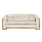 84 Luxury Chesterfield Velvet Sofa with Gold Trim