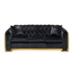 84 Luxury Chesterfield Velvet Sofa with Gold Trim