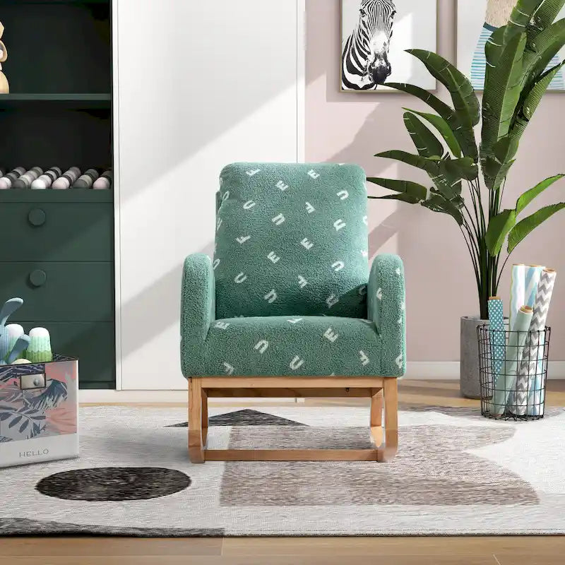 26.8 Upholstered High Back Rocking Chair with Side Pocket