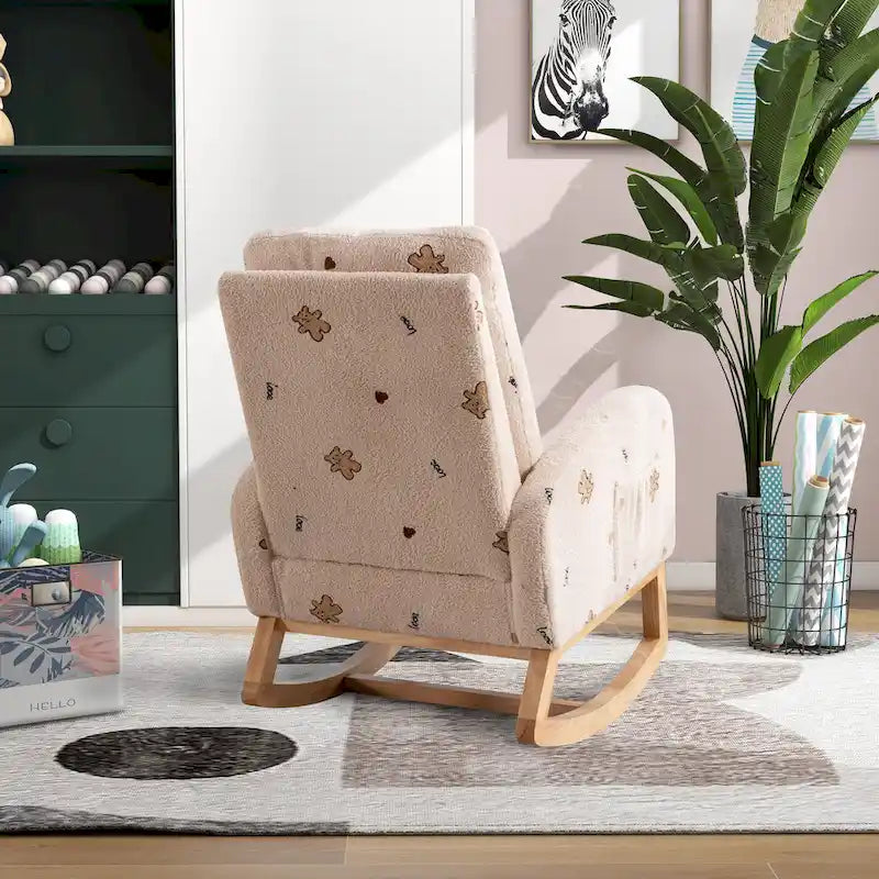 26.8 Upholstered High Back Rocking Chair with Side Pocket
