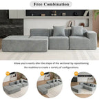 116.5 Sectional Sofa Full-compressed Sofa Couch Free-combined Sofa for Living Room, Grey