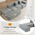 116.5 Sectional Sofa Full-compressed Sofa Couch Free-combined Sofa for Living Room, Grey