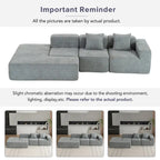 116.5 Sectional Sofa Full-compressed Sofa Couch Free-combined Sofa for Living Room, Grey