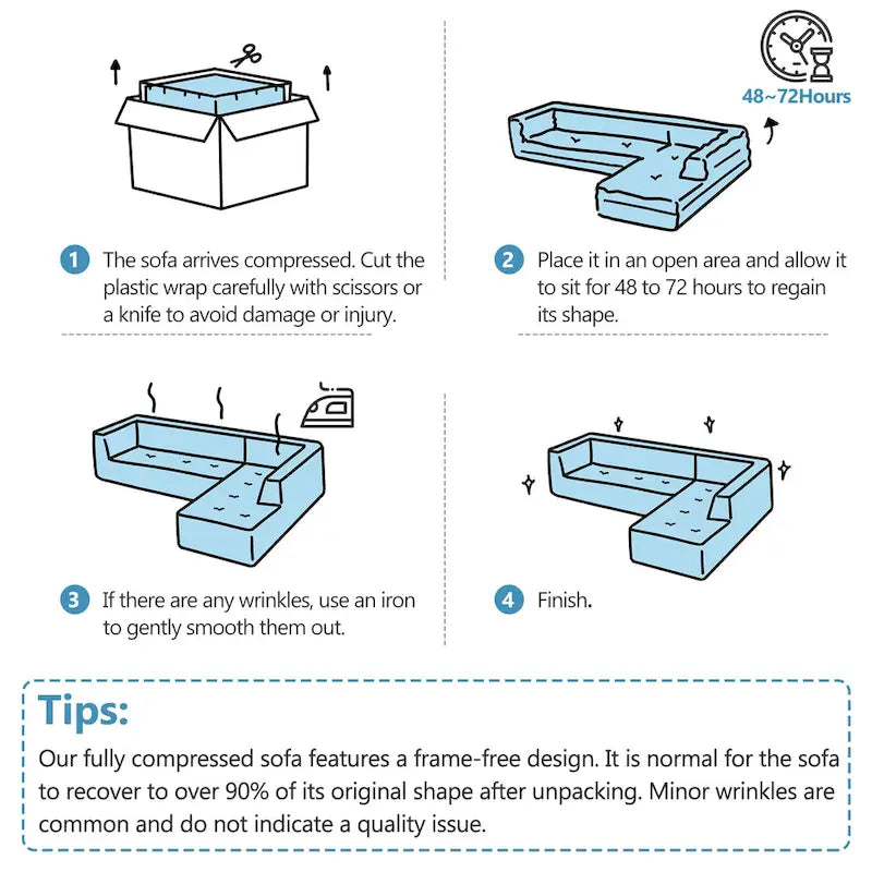 116.5 Sectional Sofa Full-compressed Sofa Couch Free-combined Sofa for Living Room, Grey