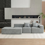 116.5 Sectional Sofa Full-compressed Sofa Couch Free-combined Sofa for Living Room, Grey