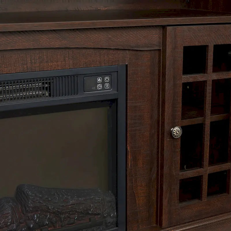 Espresso 58.25 Fireplace TV Stand with Open & Closed Storage for 65 TVs