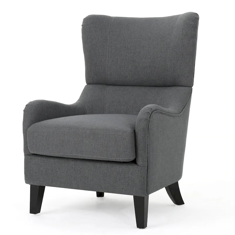 Charcoal 27 High Back Accent Chair with Wing Back and Birch Legs
