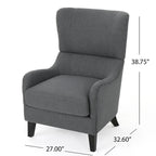 Charcoal 27 High Back Accent Chair with Wing Back and Birch Legs