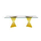 Tempered Glass Top Coffee Table with Gold Mirror Finish Stainless Steel Base