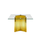 Tempered Glass Top Coffee Table with Gold Mirror Finish Stainless Steel Base