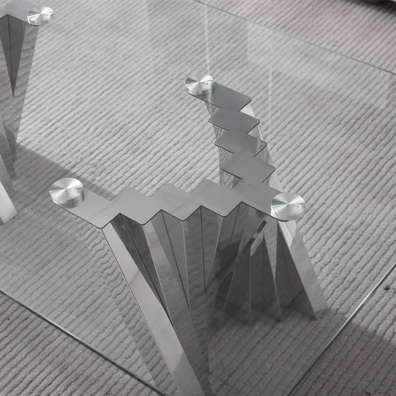 Tempered Glass Top Coffee Table with Gold Mirror Finish Stainless Steel Base