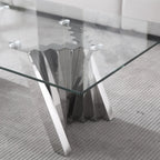 Tempered Glass Top Coffee Table with Gold Mirror Finish Stainless Steel Base