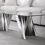 Tempered Glass Top Coffee Table with Gold Mirror Finish Stainless Steel Base