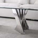 Tempered Glass Top Coffee Table with Gold Mirror Finish Stainless Steel Base