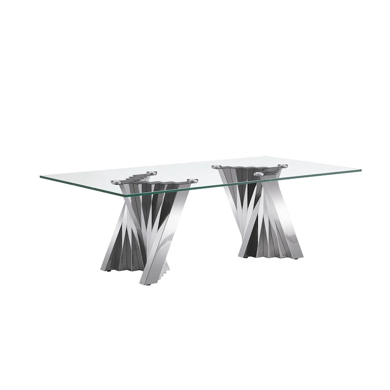 Tempered Glass Top Coffee Table with Gold Mirror Finish Stainless Steel Base
