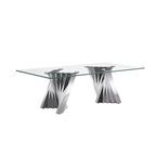 Tempered Glass Top Coffee Table with Gold Mirror Finish Stainless Steel Base