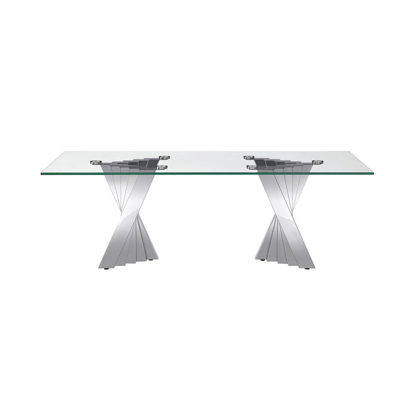 Tempered Glass Top Coffee Table with Gold Mirror Finish Stainless Steel Base