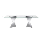 Tempered Glass Top Coffee Table with Gold Mirror Finish Stainless Steel Base