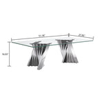Tempered Glass Top Coffee Table with Gold Mirror Finish Stainless Steel Base