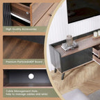 63 Inch Mid Century Modern TV Cabinet Dark Brown Black