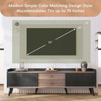 63 Inch Mid Century Modern TV Cabinet Dark Brown Black