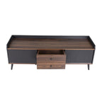 63 Inch Mid Century Modern TV Cabinet Dark Brown Black