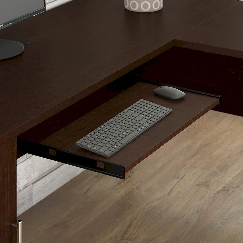 Bush Furniture Somerset 72W L Shaped Desk with Storage Hutch