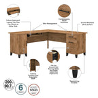 Bush Furniture Somerset 72W L Shaped Desk with Storage Hutch