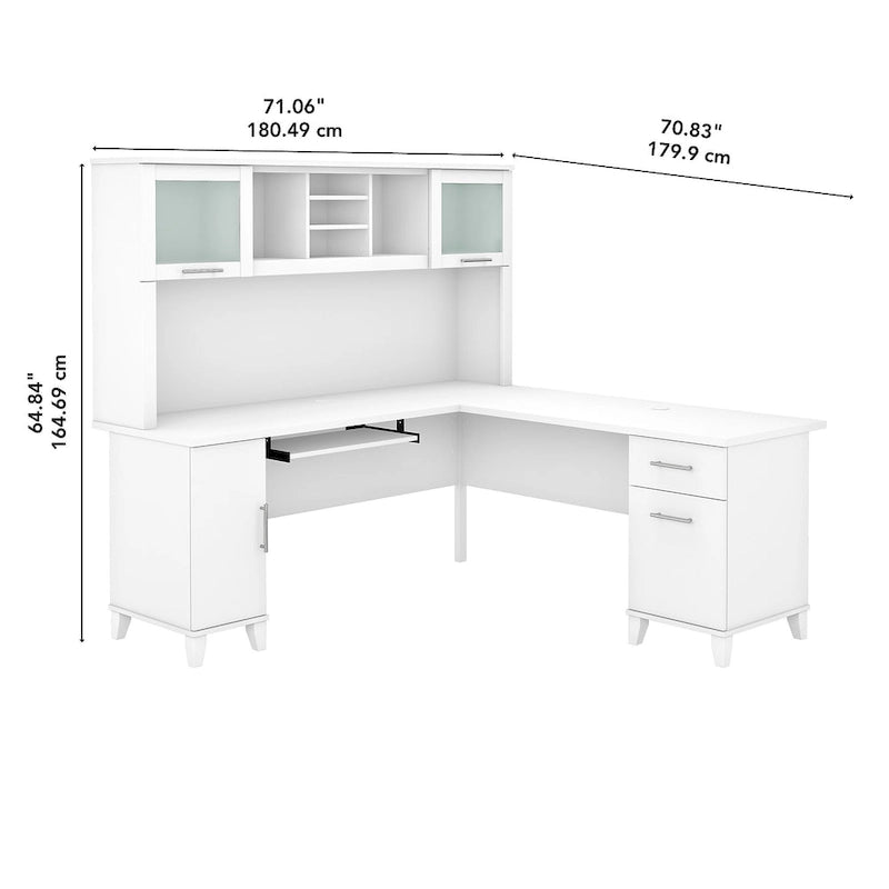 Bush Furniture Somerset 72W L Shaped Desk with Storage Hutch