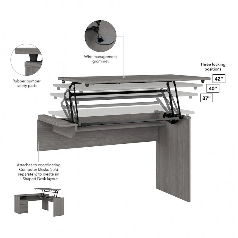 Cabot 3 Position Sit to Stand Desk Return by Bush Furniture