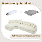 127 Large Corduroy Upholstered L-Shape Modular Sectional Sofa with 10 Pillows, High-Resilience Foam, No Assembly Required