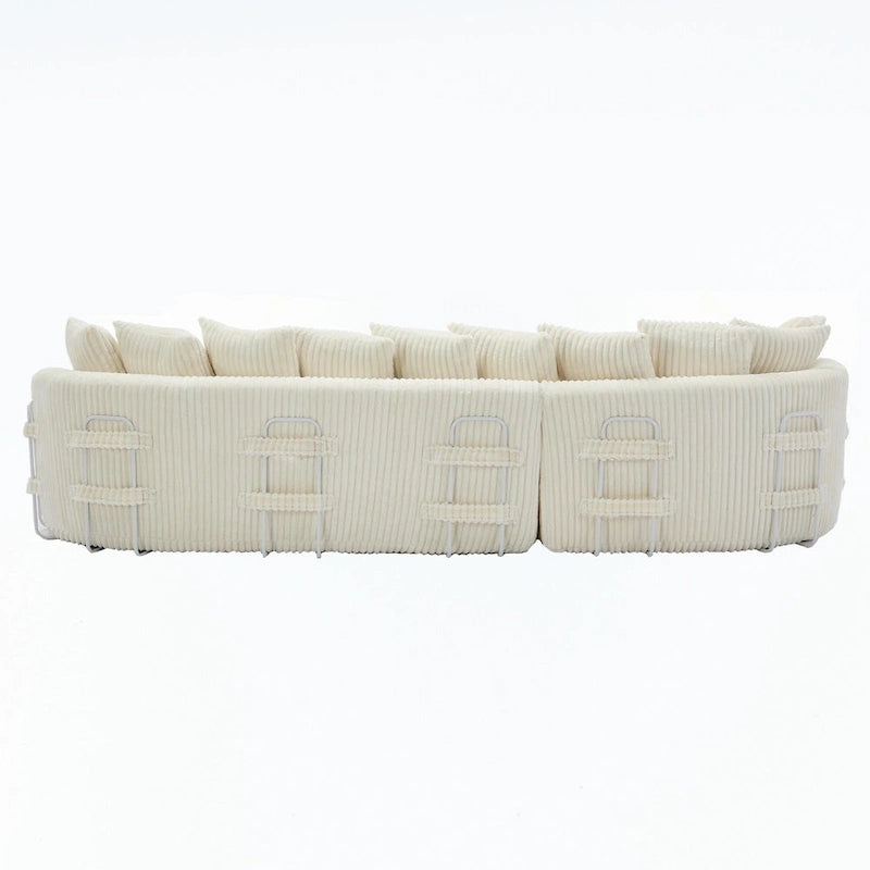 127 Large Corduroy Upholstered L-Shape Modular Sectional Sofa with 10 Pillows, High-Resilience Foam, No Assembly Required