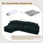 127 Large Corduroy Upholstered L-Shape Modular Sectional Sofa with 10 Pillows, High-Resilience Foam, No Assembly Required