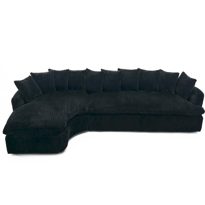 127 Large Corduroy Upholstered L-Shape Modular Sectional Sofa with 10 Pillows, High-Resilience Foam, No Assembly Required