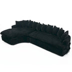 127 Large Corduroy Upholstered L-Shape Modular Sectional Sofa with 10 Pillows, High-Resilience Foam, No Assembly Required