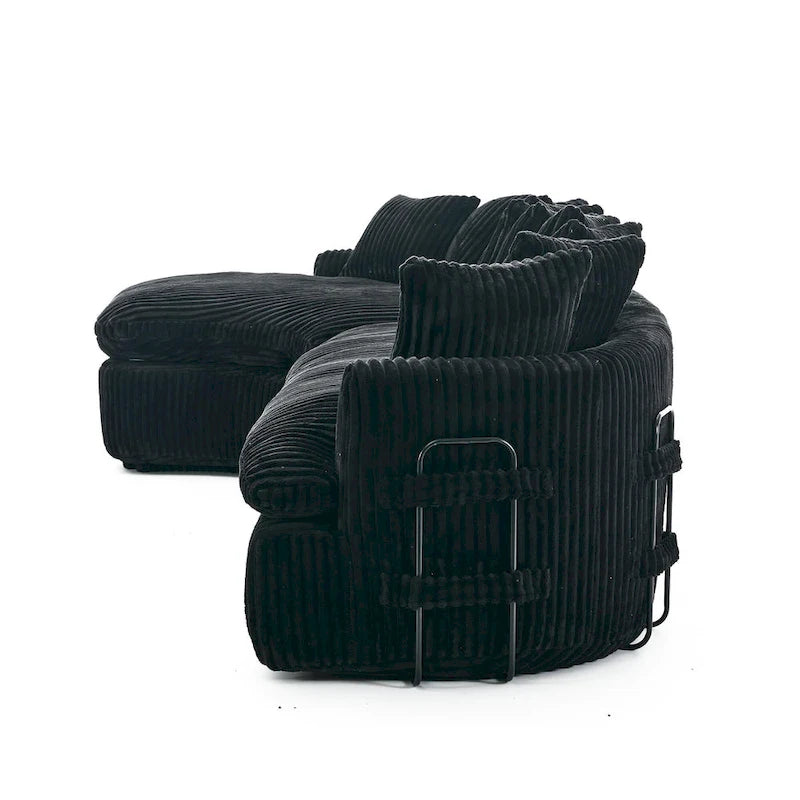 127 Large Corduroy Upholstered L-Shape Modular Sectional Sofa with 10 Pillows, High-Resilience Foam, No Assembly Required