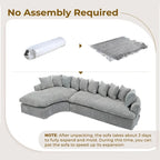 127 Large Corduroy Upholstered L-Shape Modular Sectional Sofa with 10 Pillows, High-Resilience Foam, No Assembly Required