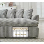 127 Large Corduroy Upholstered L-Shape Modular Sectional Sofa with 10 Pillows, High-Resilience Foam, No Assembly Required