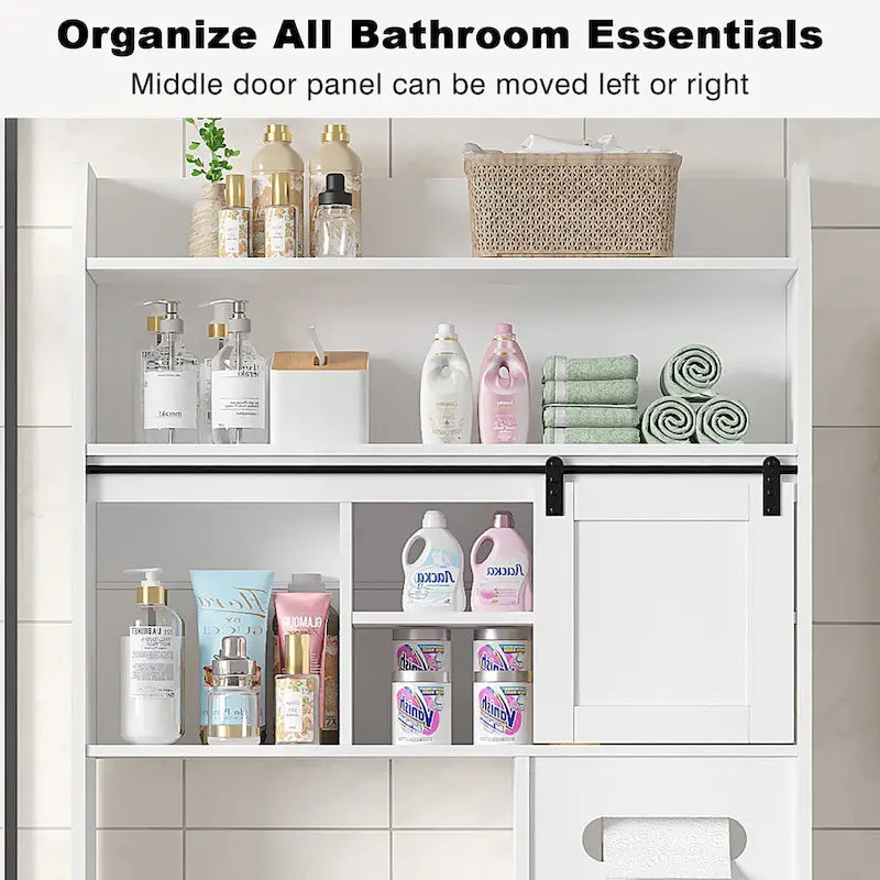 Javlergo Over The Toilet Storage Cabinet with Metal Frame and Storage Shelves, Bathroom Organizer with Adjustable Shelves