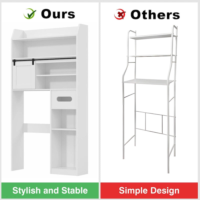 Javlergo Over The Toilet Storage Cabinet with Metal Frame and Storage Shelves, Bathroom Organizer with Adjustable Shelves