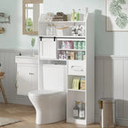 Javlergo Over The Toilet Storage Cabinet with Metal Frame and Storage Shelves, Bathroom Organizer with Adjustable Shelves