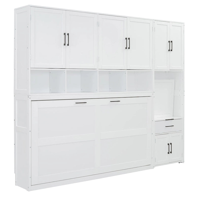 Twin Size Murphy Bed Wall Bed with Closet , Drawers & Desk