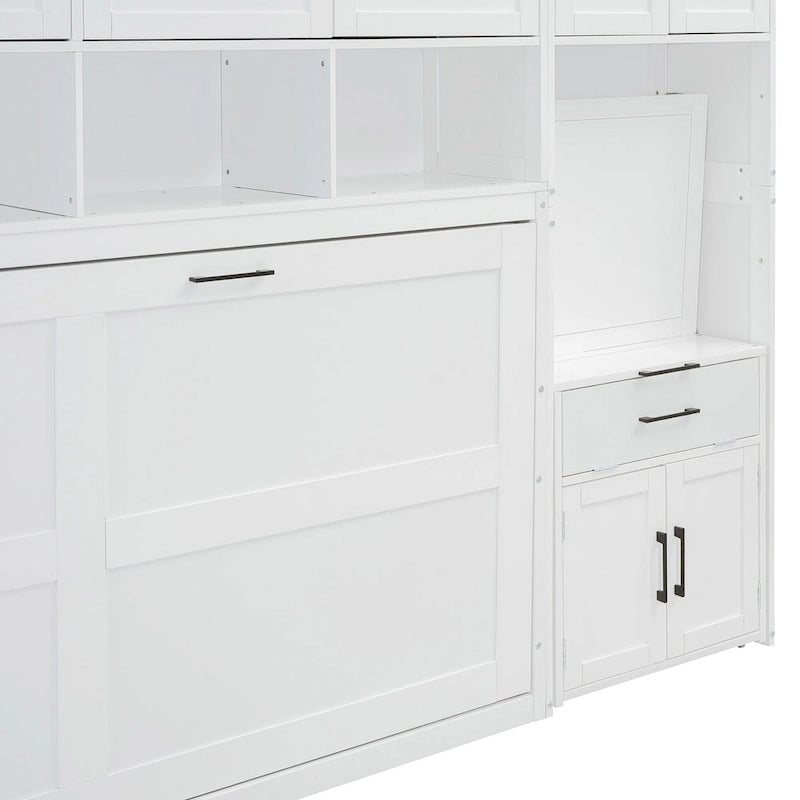 Twin Size Murphy Bed Wall Bed with Closet , Drawers & Desk