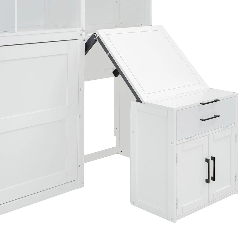 Twin Size Murphy Bed Wall Bed with Closet , Drawers & Desk