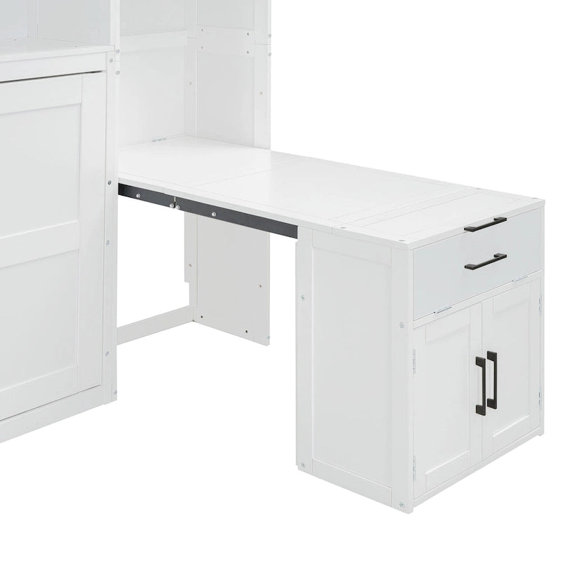Twin Size Murphy Bed Wall Bed with Closet , Drawers & Desk