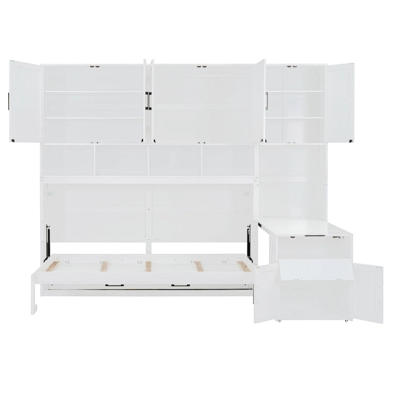 Twin Size Murphy Bed Wall Bed with Closet , Drawers & Desk
