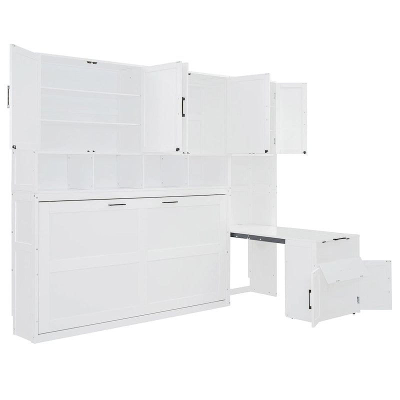 Twin Size Murphy Bed Wall Bed with Closet , Drawers & Desk