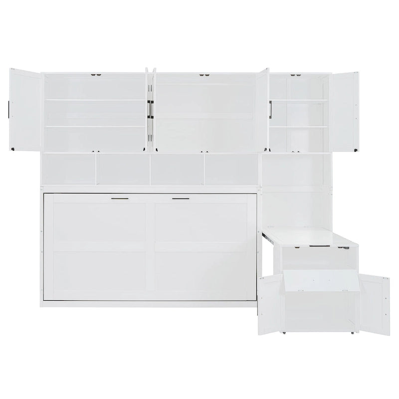 Twin Size Murphy Bed Wall Bed with Closet , Drawers & Desk