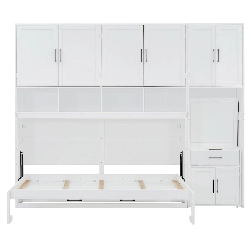 Twin Size Murphy Bed Wall Bed with Closet , Drawers & Desk