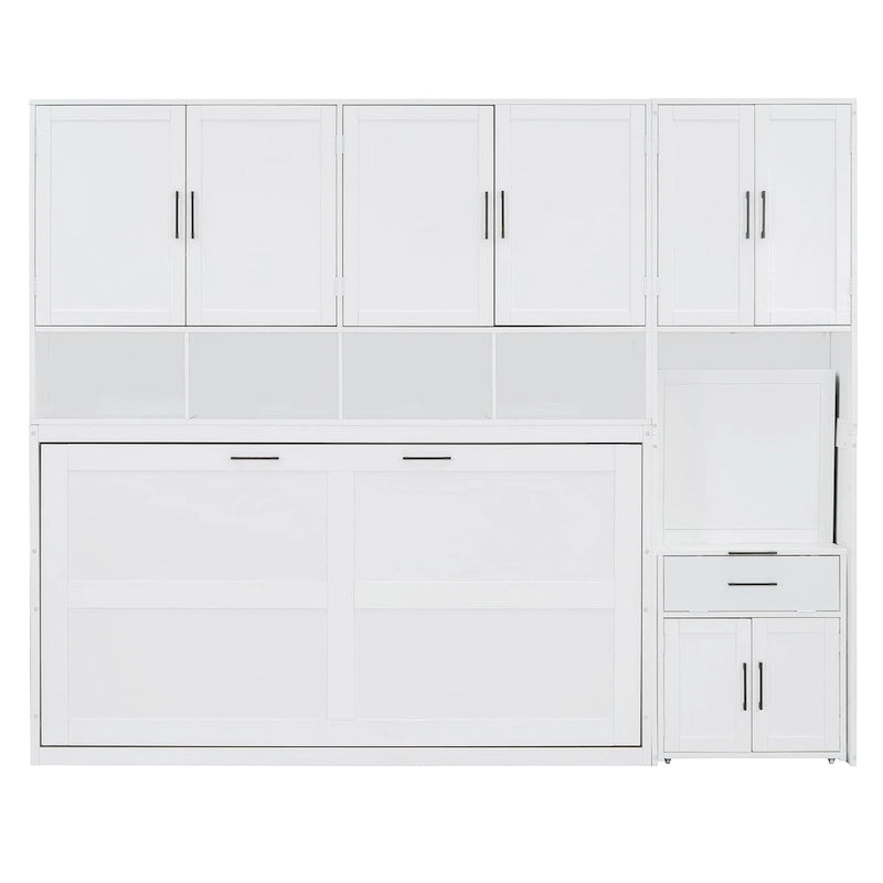 Twin Size Murphy Bed Wall Bed with Closet , Drawers & Desk